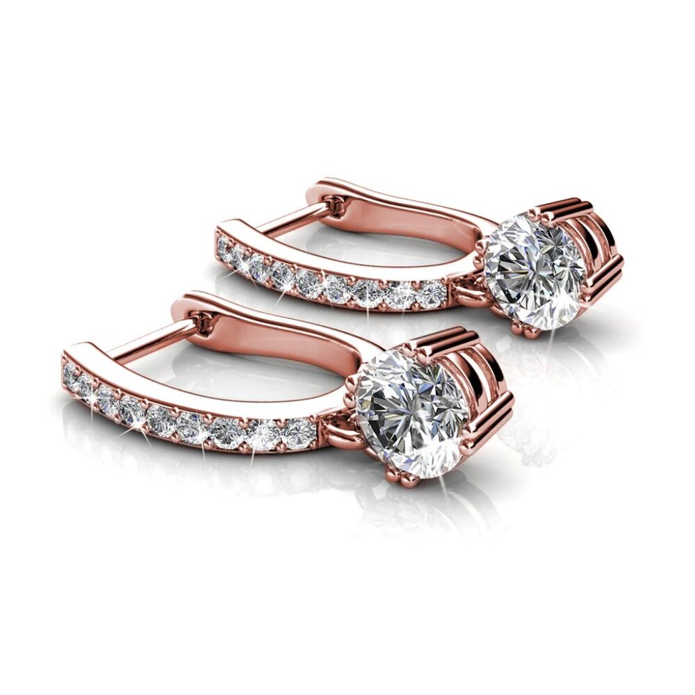 Cate & Chloe McKenzie 18k Rose Gold Plated Drop Dangle Earrings with Swarovski - Picture 2 of 9